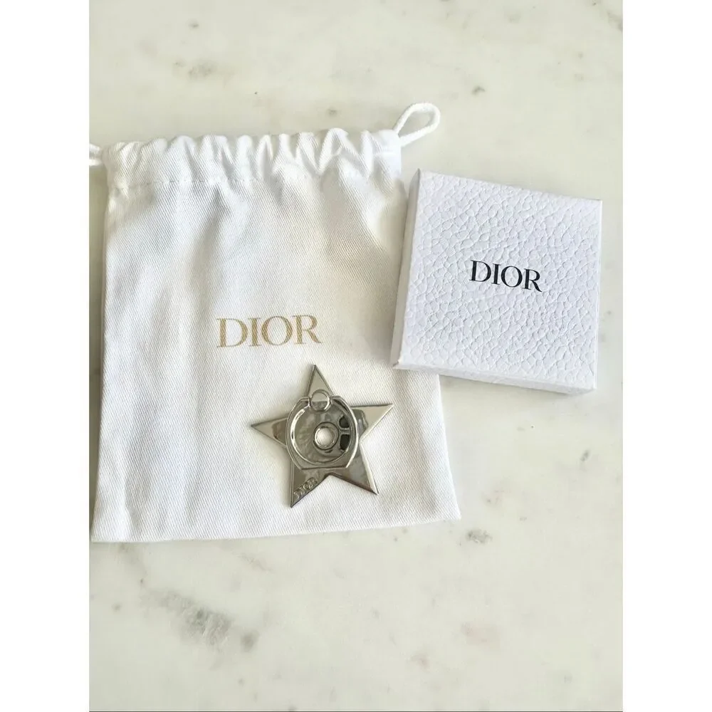 Dior polished silver color phone ring grip